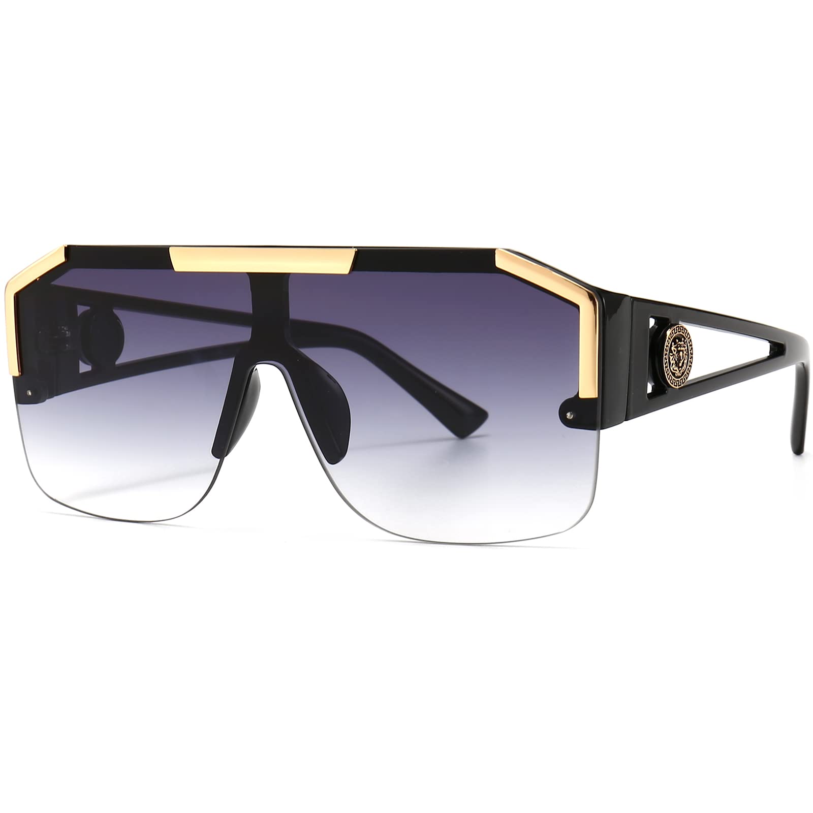 Square Oversized Sunglasses Flat Top Shield Sun Glasses for Men Women One Lens Square Shades-image-25