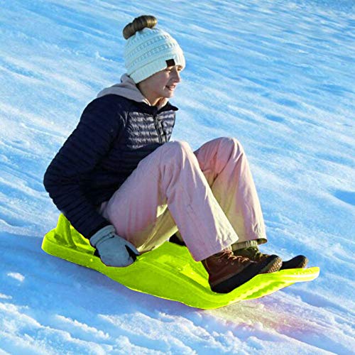 Fan-Ling Snow Sled Two-Rider Downhill Outdoor, High Performance Toboggan for Kids and Adults Durable Sledge Slider with Pull Rope for Winter Sledding (Green) - Thumbnail 4