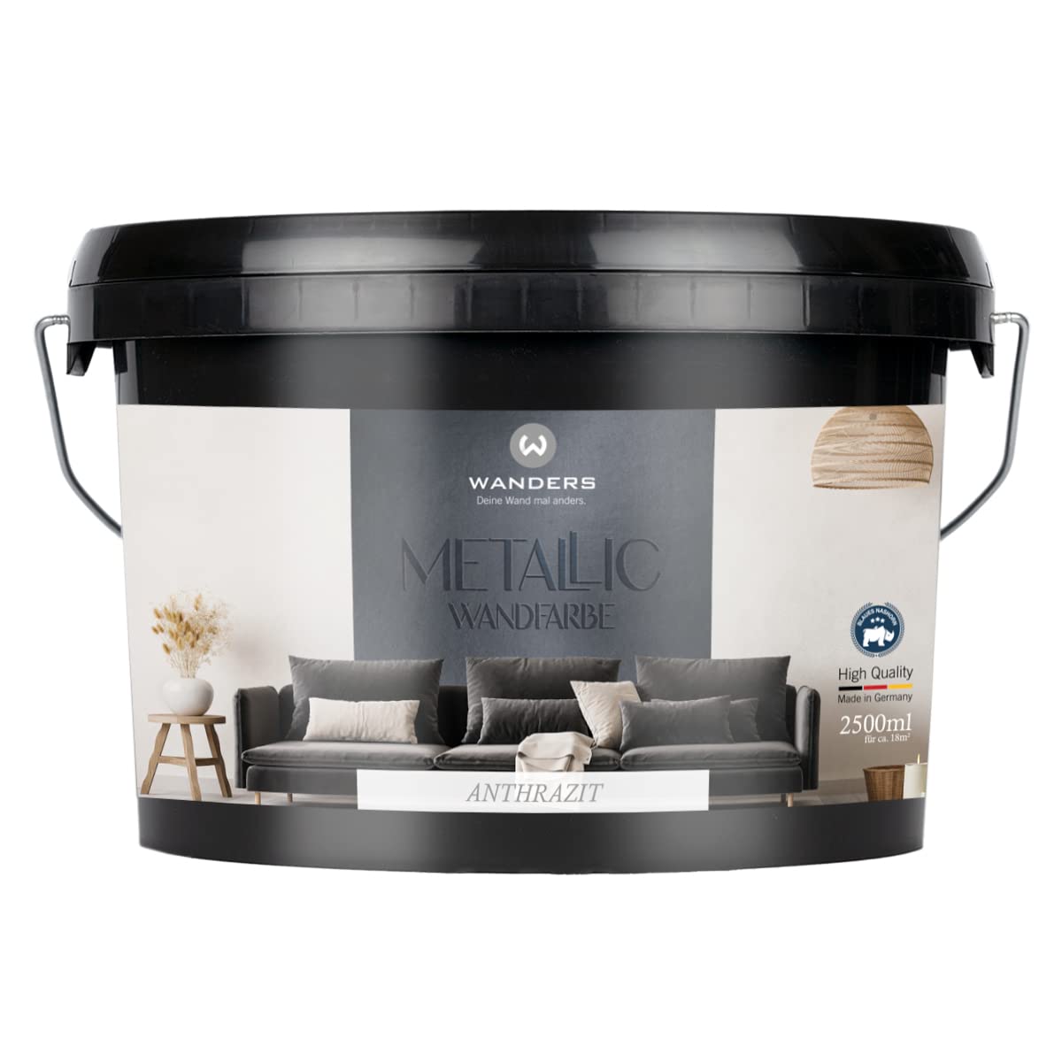 effet métal (3 litres, Noir) peinture à effet, peinture murale, mur métallisé, peinture murale pailletée, peinture avec effet, peinture mur, peinture murale métallisée, lavable, effet métal