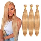 27 Honey Blonde Bundles Straight Bundles Human Hair Color 27 18 18 18 Inch 100% Brazilian Blonde...