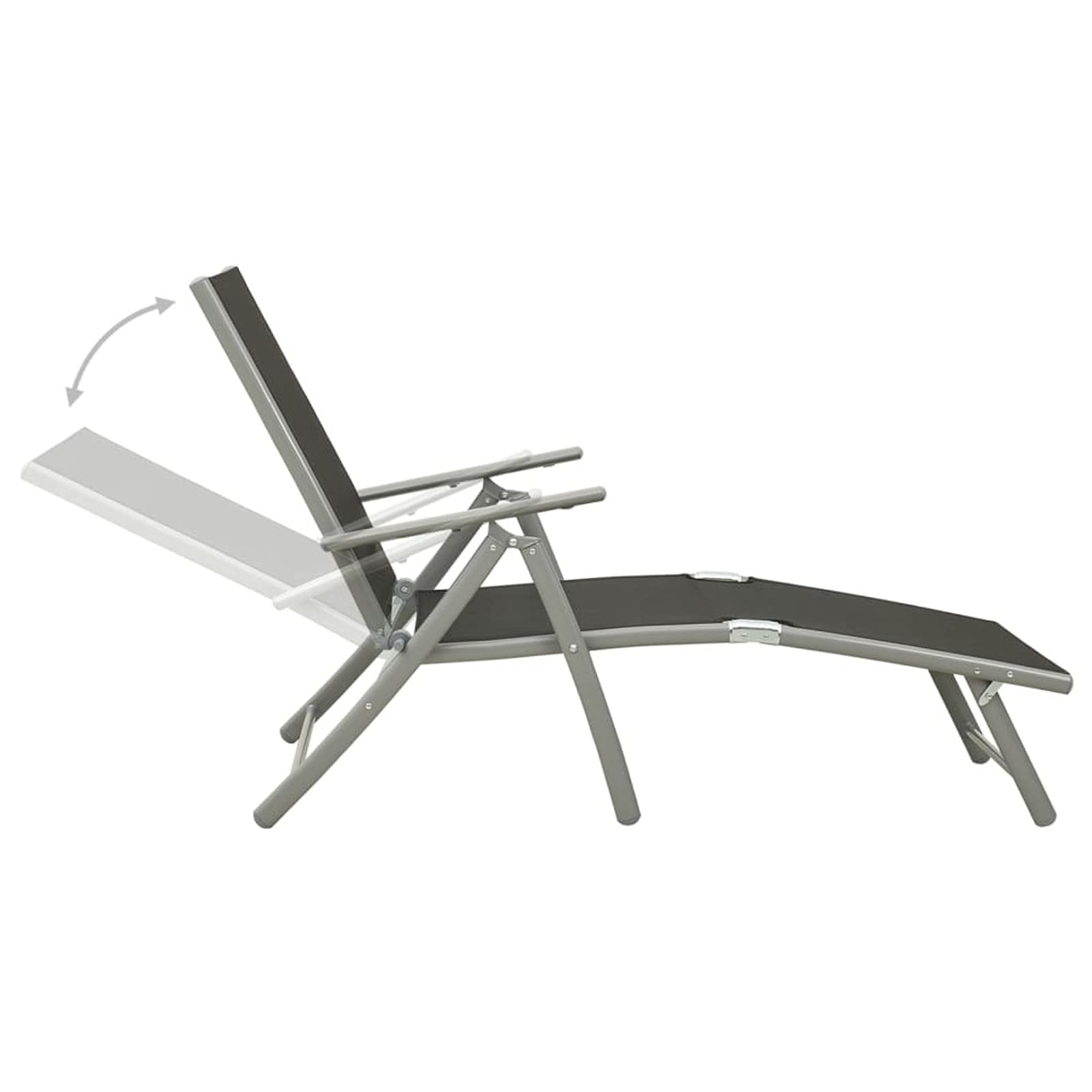 Set Divani da Giardino 3 pz in Textilene e Alluminio Argento,Sdraio da Giardino Pieghevoli, Lettino Prendisole in Alluminio e Textilene