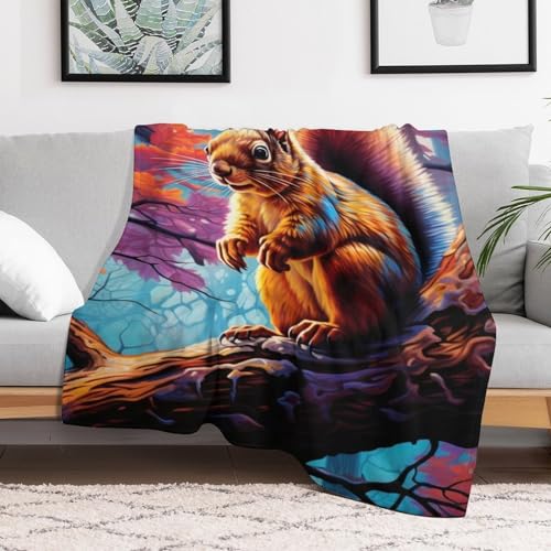 Couverture écureuil flannel pour vos soirées cocooning canapé