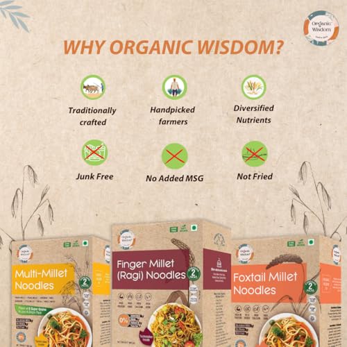 Image of Organic Wisdom-Back to Roots Multi Millet, Ragi & Foxtail Noodles, 384g each|Tastemaker Inside | No Maida, MSG or Refined Oil|Rich in Calcium, Protein & Fiber| Healthy Instant Noodles