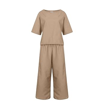 Amazon.com: Shiyingl Women Linen Sets 2 Piece Outfits Wide