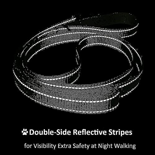Dog Leash 6Ft Long - Traffic Padded Two Handle - Heavy Duty - Double Handles Lead For Training Control - 2 Handle Nylon Leashes For Large Dogs Or Medium Dogs - Reflective Leash Dual Handle (Black) #TOP4