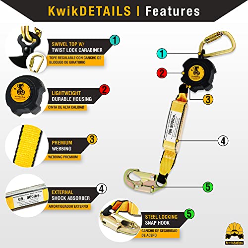Image of KwikSafety - 10' Cobra Web Self-Retracting Lifeline [Bundle] Class 1 Retractable Safety Lanyard SRL ANSI OSHA Fall Gear