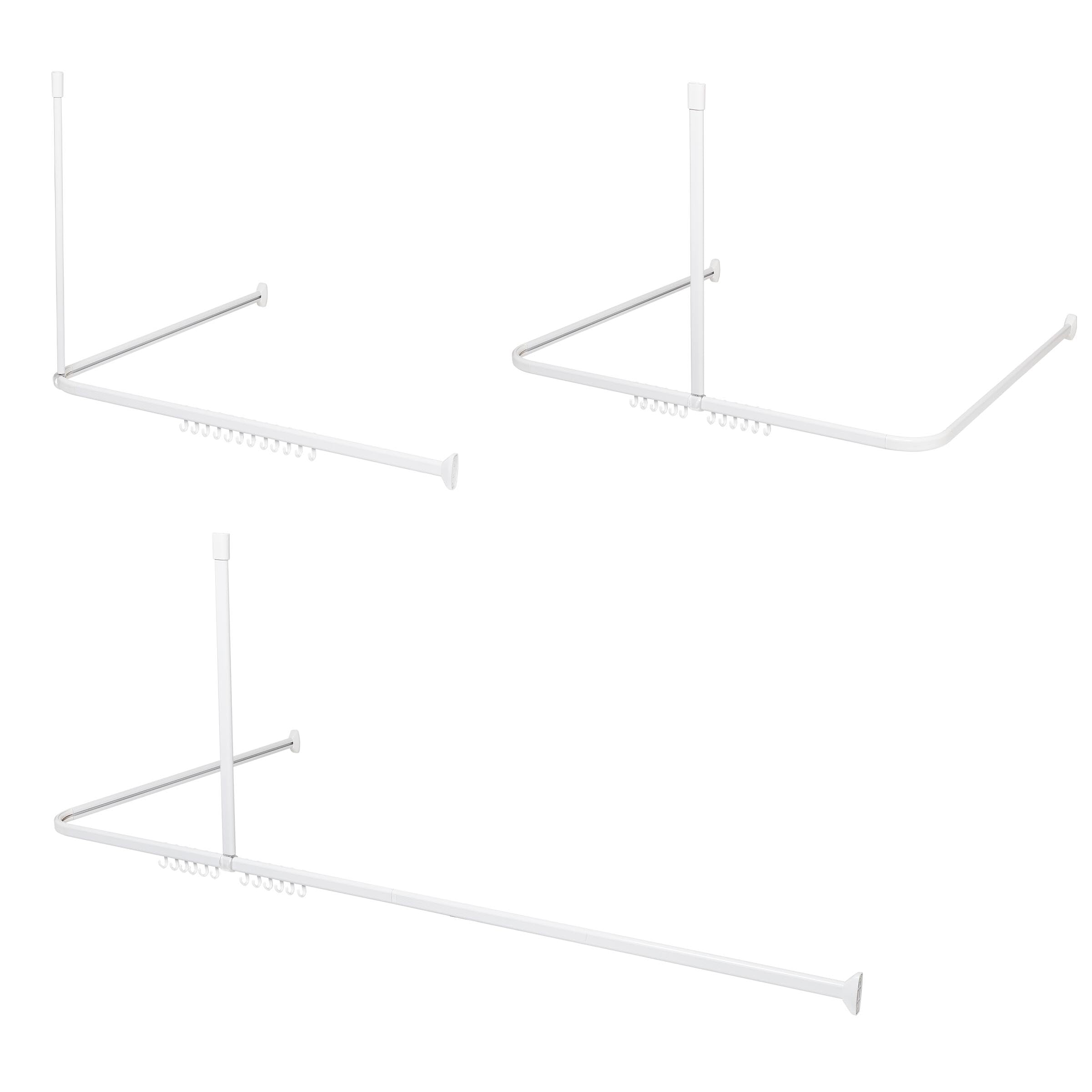 Sealskin Easy Roll, Tringle rideau, Barre de Douche Angle Universelle, Longueur Adaptable, Plusieurs Combinaisons en L ou U, A percer, Fixations et support de plafond inclus, blanc