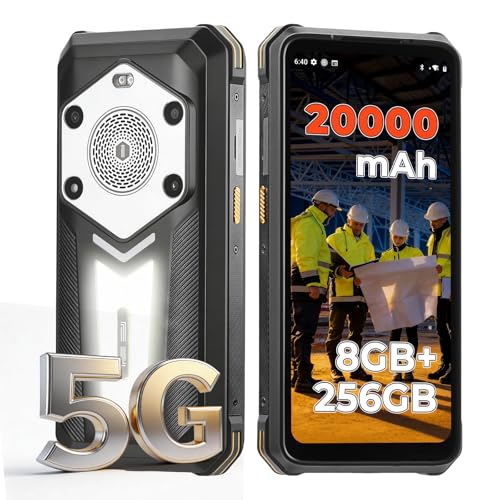 MUNBYN Rugged Phone, 20000mAh Rugged Smartphone, 6.78" Screen, Android 14, 8GB+256GB, 3G/4G/5G Unlocked Phone for Outdoor Usage with 1000LM Camping Light and IP68 Level Waterproof and Drop Proof