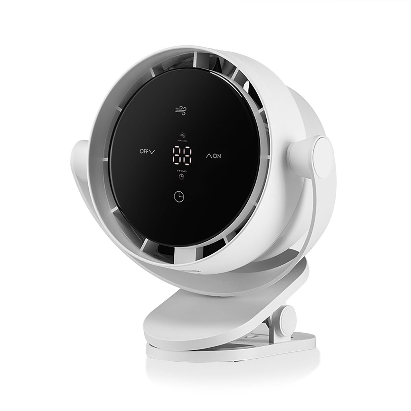 Ventilatore Portatile Ricaricabile con Clip, Ventole da Tavolo Silenziose con Clip da 4000 Mah con Display Led, Timer a 9 Velocità, Controllo della Velocità Infinita a 100 Fasi, Ventilatore Rotante