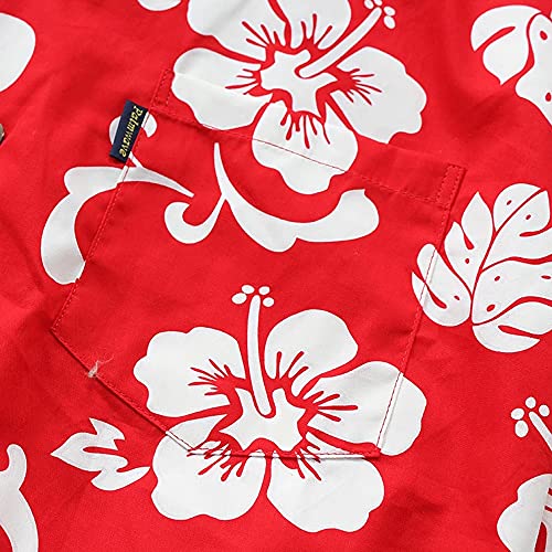 Palmwave Mens Hawaiian Cotton Aloha Shirt, Short Sleeves Button Down Beach Clothing. Big Mens Shirt, Floral Casual Shirt.4
