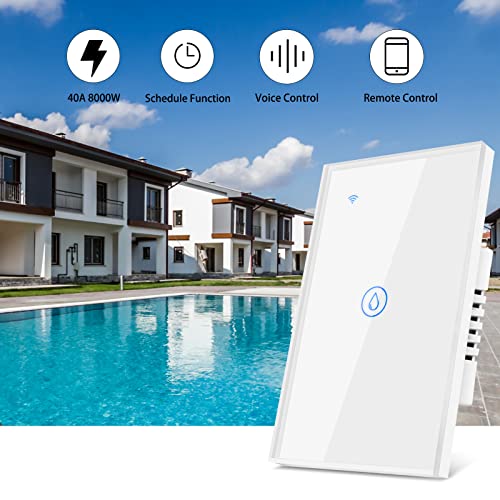 Yifan 40 Amp Smart Switch, Heavy Duty Wifi Pump Controller For Pool Pump Water Heater Air Conditioner, Needs Neutral Wire, 2.4Ghz Wifi, Compatible With Echo And Google Home Voice Control, White #TOP1