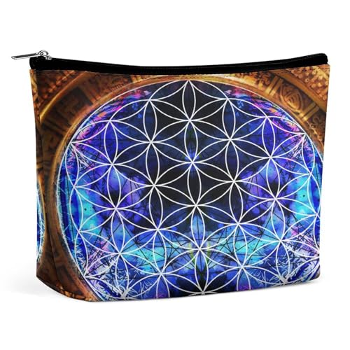 Bolsa feminina de couro PU, estojo de maquiagem, bolsa com zíper, bolsa organizadora de artigos de higiene pessoal, 17,3 x 15 x 5,8 cm, Multi 19, 6.8x5.9x2.3 in