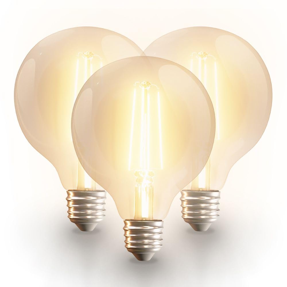 HOFTRONIC - 3er Smart Filament LED Lampe E27 Globe - G95 - WiFi & Bluetooth (seamless connect) Glühbirne - 7W 806lm - 1800(warmweiß)-6500K(Kaltweiß) - kompatibel mit Alexa & Google