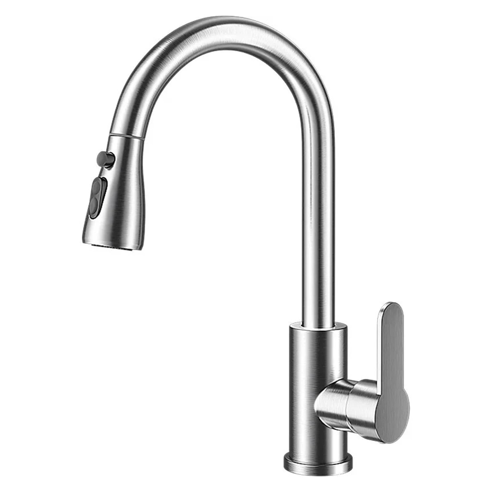 Jvddi Silvery Kitchen Faucets Brushed Nickel Pull Out Sink Water Tap Deck Mounted Stream Sprayer Head(Silvery)