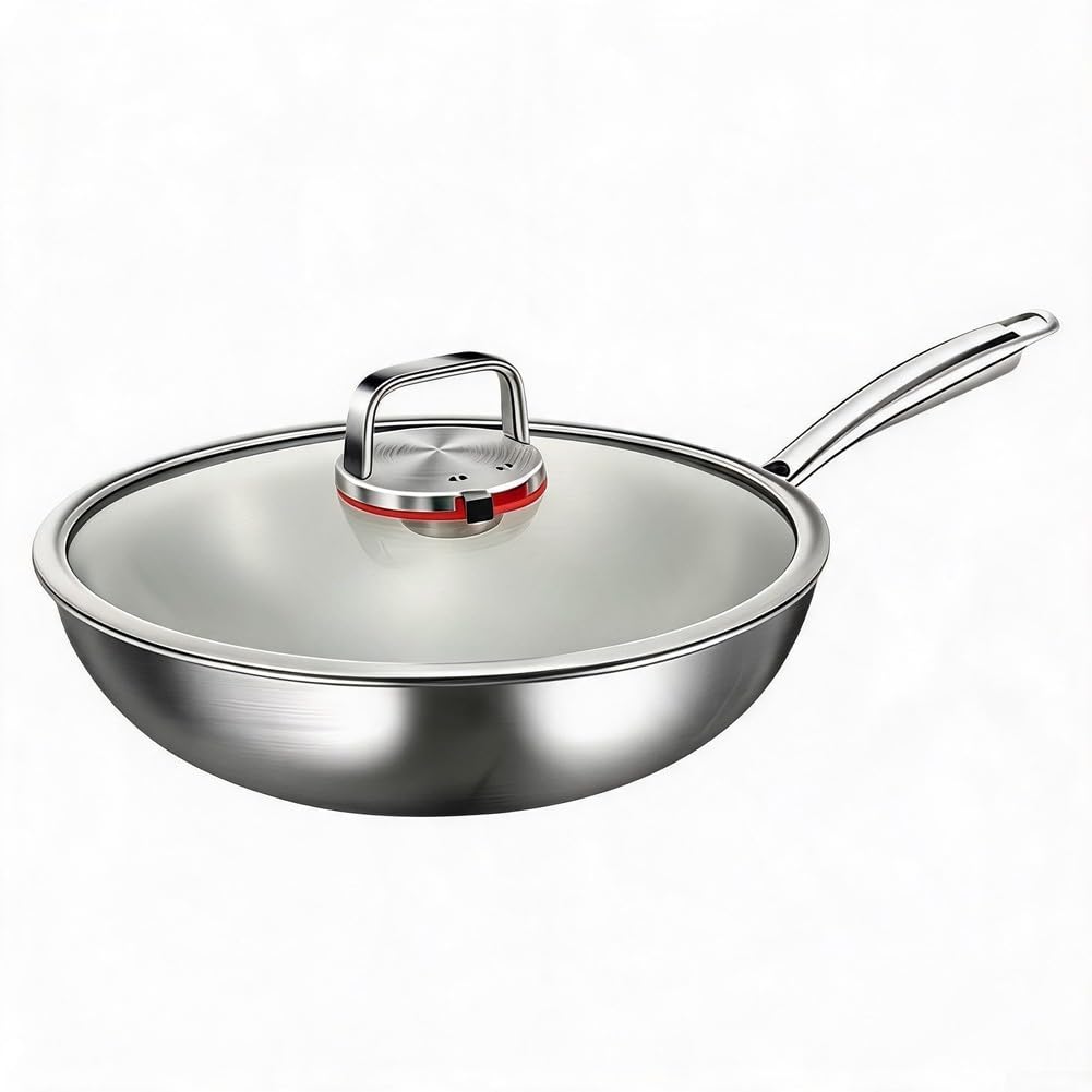 Wok Acciaio 316 Spesso 5 Strati Antiaderente Induzione