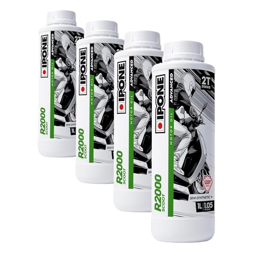 Huile 2T Scooter IPONE anti-fumée et réduction du bruit parfum fraise pack de 4