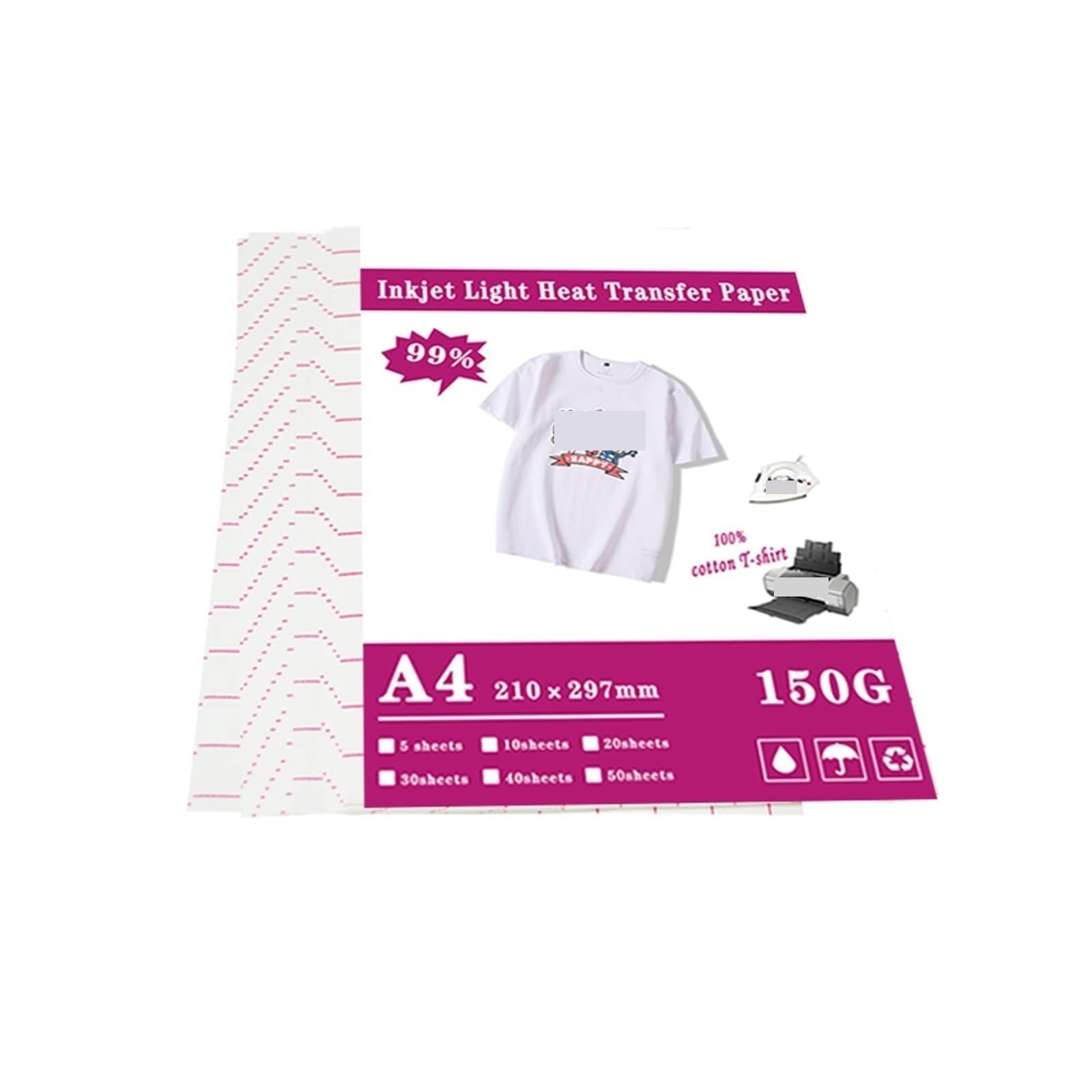 A3 A4 żelazko na T Shirt papier termotransferowy do jasnego koloru 100% tkaniny bawełniane tkaniny druk atramentowy projekt na prezenty dla majsterkowiczów Lucky (Color : A4 dark 15sheets)