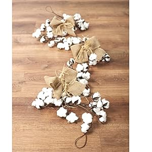 The lakeside collection decorative cotton ball holiday garland with canvas bow tie appliques white  urban country home decor