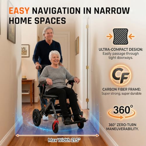 Image of SOFTFISH Wheelchairs for Adults with Foldable Footrest and Armrests, Narrow Transport Wheelchair Lightweight Foldable for Tight Spaces, 10 inch PU Wheel Chair for Travel Outing