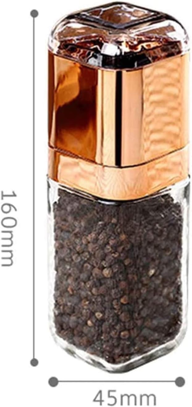 Fashion Pepper Grinder Premium Glass Bottle Salt and Pepper Shakers with Ceramic Spice Grinder Kitchen Pepper Mill (1*Pepper Mill