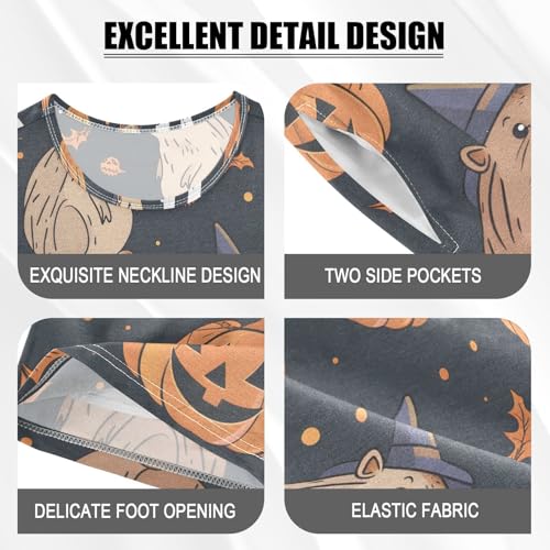 ALAZA Halloween Capybara Bat Pumpkin Pajamas Short Sleeve 2 Piece Sleepwear Top and Bottom Pajama Set Unisex4