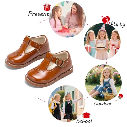 Image of PHIRAMIN Toddler Girl Mary Jane Dress Shoes-Little Girl School Uniform Shoes for Wedding Party