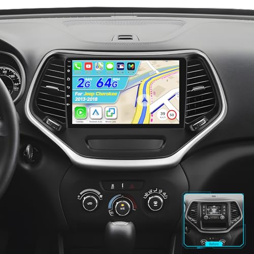 [2G+64G] 10.1�C���`���W�I Jeep Cherokee 2013-2018�AAndroid�^�b�`�X�N���[���`�F���L�[�J�[�X�e���I�ACarplay/Android Auto/EQ�I�[�f�B�I/1080P/SWC/Bluetooth�p�B