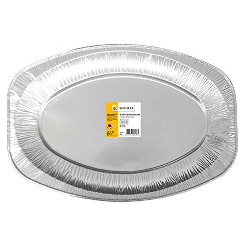 Heku GmbH - 3 Aluminium Servierplatten 44x29cm, Rechteckig, Modern,...