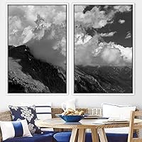 2 Piece Framed Canvas Wall Art Monochromatic Mountains Canvas Prints Home Artwork Decoration for Living Room,Bedroom - 16