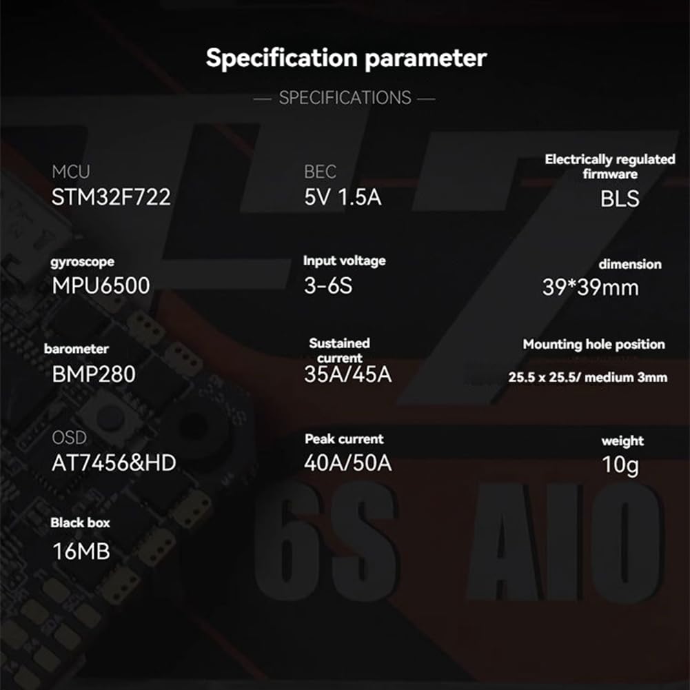 F7 35A AIO Flight Controller STM32F722 con Giroscopio e Barometro Integrati 3-6S 25.5x25.5MM per Drone da RC FPV