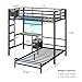 DICTAC Bunk Bed with Desk,Led Lights and Charging Station Metal L-Shaped Twin Over Twin Bunk Beds with Storage Drawers and Shelves, Loft Bed with Safety Guardrail and Ladder for Kids and Teen,Black