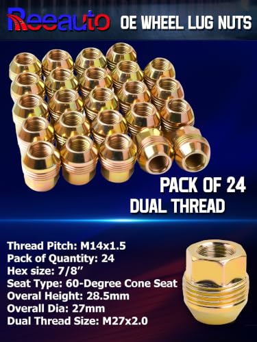 Image of Set of 24 M14x1.5 Wheel Lug Nuts 14mmx1.5 Studs with 5 /6 Lug | for Sliverado Sierra 1500 Yukon Avalanche Suburban Express 1500 C1500 K1500 Escalade Traverse Yukon Wheel OEM Factory