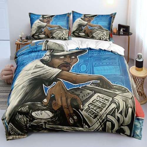 Generico DJ Set Letto Matrimoniale Completo Colorato Copripiumino Matrimoniale, Biancheria da Letto, Set Copripiumino in Microfibra, Chiusura con Cerniera, Adatto per Adulti, Ragazzi e Ragazze