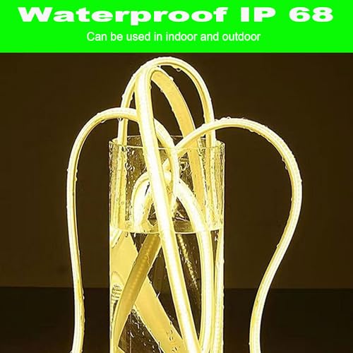 Image of SUYOOULIN LED Strip Lights, 16.4ft AC110-130V Dimmable 30000LM 1200 LEDs COB Light Strips Tape Ribbon Waterproof IP68, 2 Times Brightness Than 12V COB Strip Lights(Neutral White 4500K)