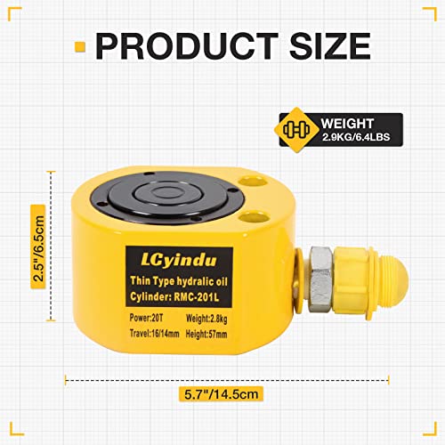 Image of 20T Hydraulic Cylinder Jack Ram 1.06 inch Stroke Solid Single Acting Multi-Section Stroke Hydraulic Ram Cylinder Hydraulic Lifting Jack Portable for Machinery, Bridge, RMC-201L