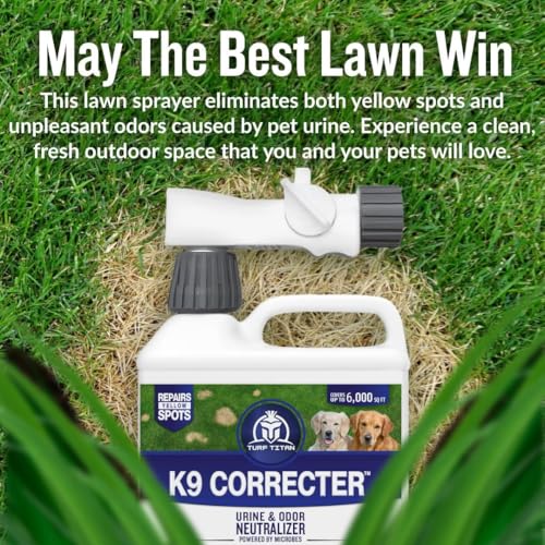 Image of Turf Titan K9 Correcter Dog Urine Neutralizer for Lawns (32 oz) - Fights Yellow Spots and Odors - Grass Dog Urine Neutralizer to Grass Recovery with Weekly Use - Covers Up to 6,000 Sq Ft