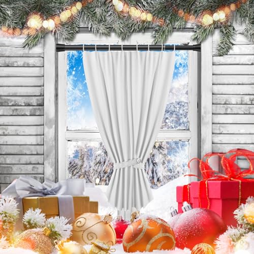 Image of Black Small Tension Curtain Rod 16 to 26 Inch | 7 /8 inch inch Adjustable Short Curtain Rod No Drilling,Spring Curtain Rod for Windows Kitchen Closet Doorway