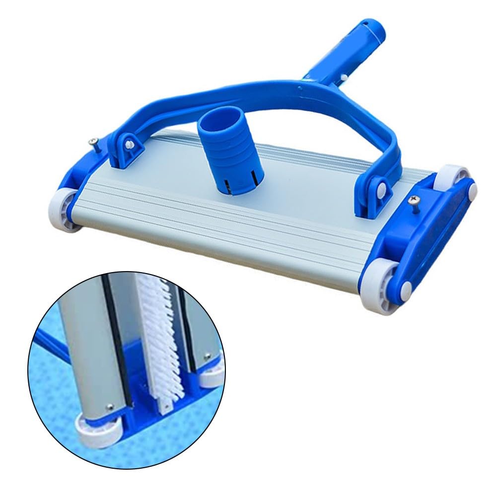 Cabezal de aspiradora de aluminio de 14 pulgadas con cepillo, conector giratorio para manguera de 1.5 pulgadas, limpiador de succión resistente para piscinas de yeso gunita en el suelo