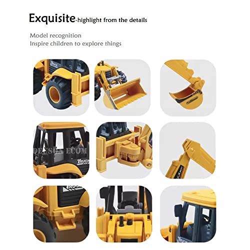 Image of DEUSON ECOM Construction Bulldozer Excavator Loader Truck Vehicles for Kids Building Vehicle Engineer Toys for 3 4 5 Year Boy Toddlers Unbreakable Toy for Kid (201-11) Multicolor
