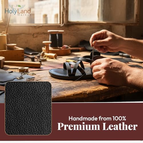 Image of Holy Land Market Men /Women Biblical Jesus Leather Sandals /Slides From Jerusalem (Yashua-Style II)