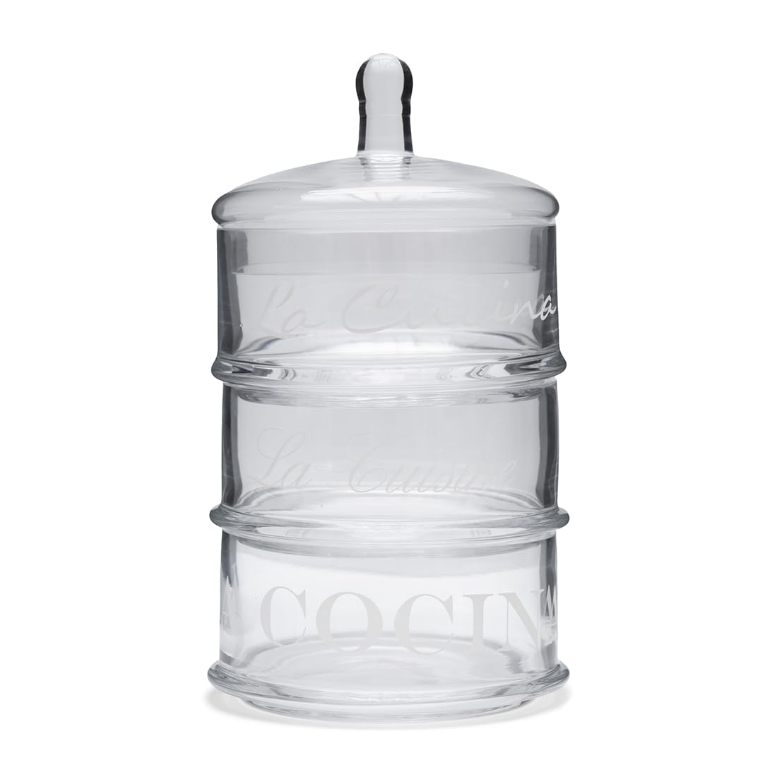 Riviera Maison 3-teilige Aufbewahrung aus Glas, glasbehälter mit Deckel, küche- La Cucina Pot Mini - Transparant - 22,5cm hoch