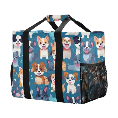 ALAZA Colorful Dinosaur Palm Tree Cactus Waterproof Beach Tote Bags2