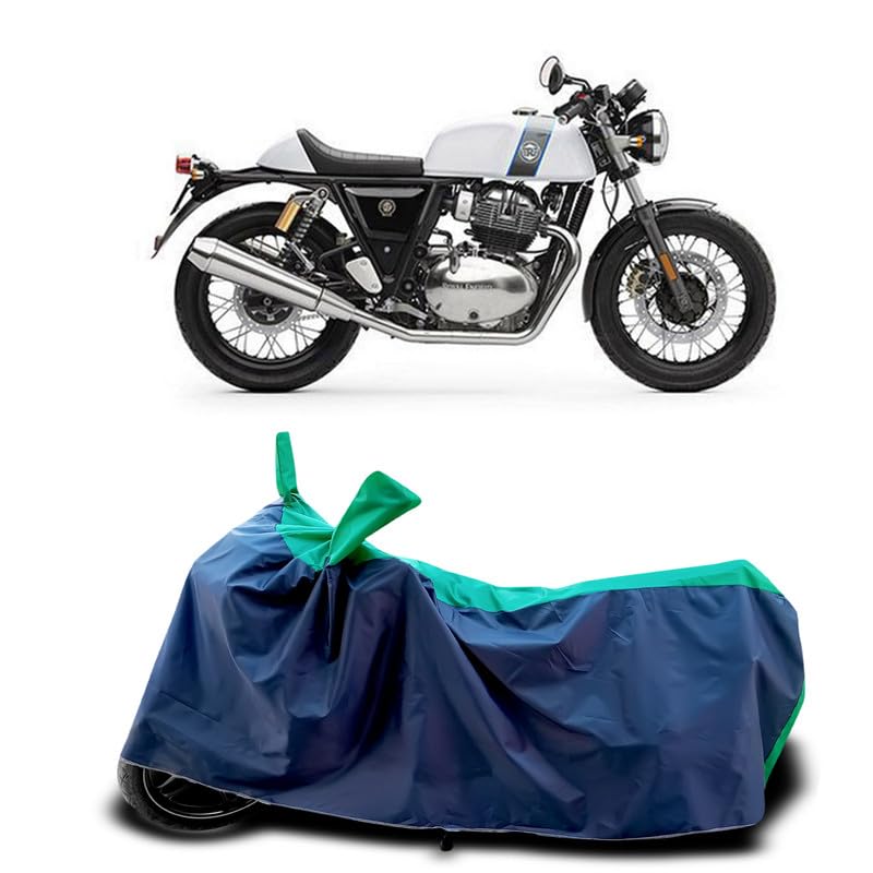 Image of DUFFEL-Two Wheeler Bike Cover Compatible for Royal Enfie Continental Gt 650 Heat Protectio /UV-Rays /Birds Dropping /DustProof /Waterproof Indoor Outdoor and Parking Full Protection [Green Patta]
