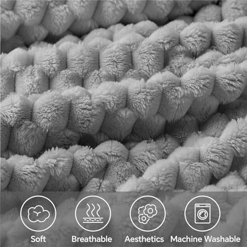 Image of BEDELITE Grey Throw Blanket for Couch, Soft Cozy Gifts for Women, 50 * 60 | 3D Jacquard Decorative Fleece Blanket, Super Soft Plush Throws, Cute Birthday Gift for Women & Men, Suitable for All Seasons