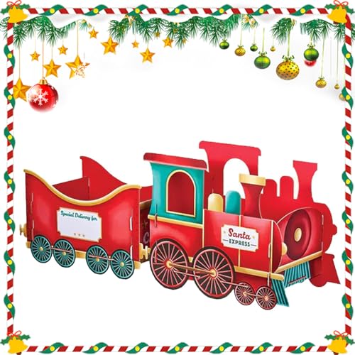 Scatola Regalo Trenino di Natale, Giocattolo di Cartone Festivo per Regali e Dolci, Decorazione Natalizia a Tema pan di Zenzero, Decorazioni Artigianali per Il Periodo Natalizio, Regali per Bambini