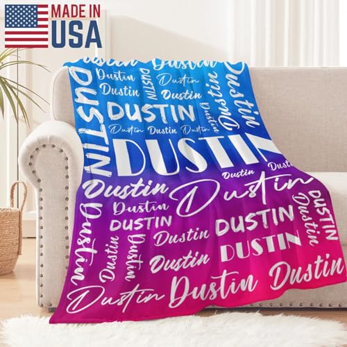 Name Blanket Personalized Name Blanket Customized Blanket with Name Text for Adult Kid Birthday Christmas Mothers Fathers Valentines Day Gift