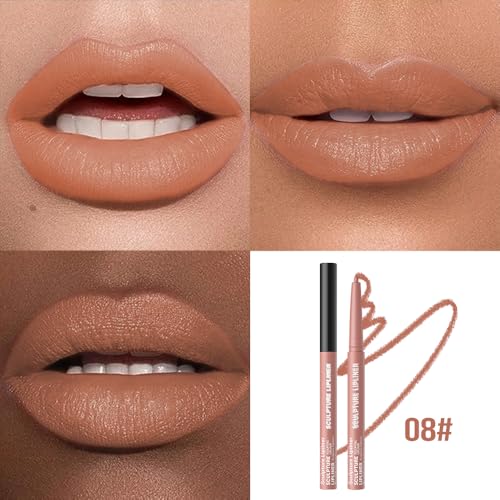 Image of K08 Hxssll 12 Colors Matte Lip Liner Pencil - Long Lasting Waterproof Lip Liner, Smudge Proof Transfer Proof Lip Pencil, High Pigment Lip Makeup for Defining & Filling Lips (08#, 1PCS)