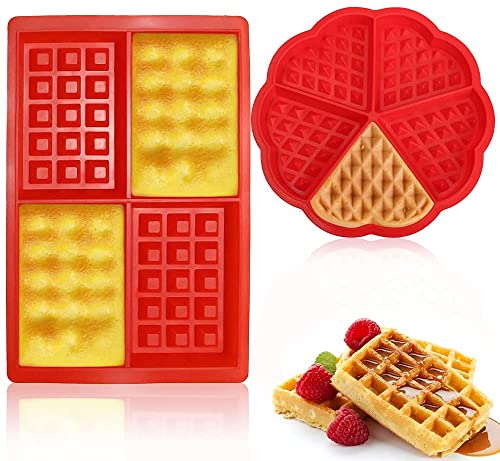 Moule Gaufre Air Fryer 4 Pièces Moules À Chocolat En Silicone,Moule À Nutella Moule À Bonbons Moule À Glaçons Idéal Mini Gaufrier