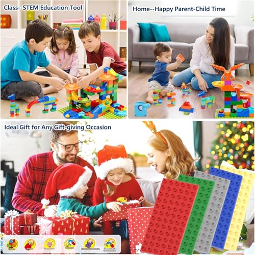 Guihumz 10 Stück Bauplatte Groß Platten 19cm x 9.5 cm Große Grundplatte Kompatibel mit großen Bausteinen Aller führenden Marken 2*Rot+2* Grün+2*Blau+ 2*Grau+ 2*Sand