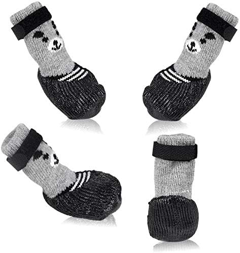 Dog Cat Boots Shoes Socks with Adjustable Waterproof Breathable and Anti-Slip Sole All Weather Protect Paws(Only for Tiny Dog) (Red, L)